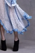 IRFE Sky Blue White Crochet Handmade Dress - image 5