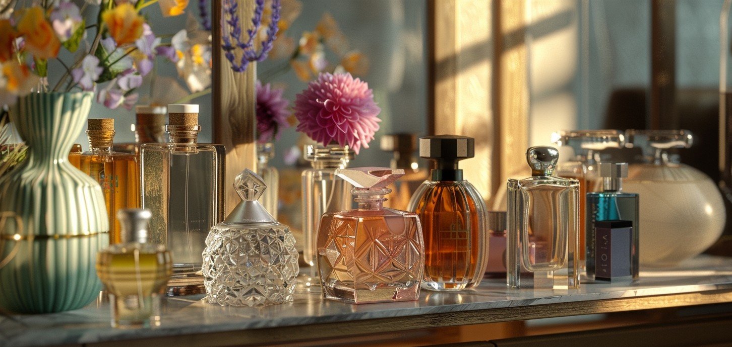 A variety of popular perfume gift sets displayed