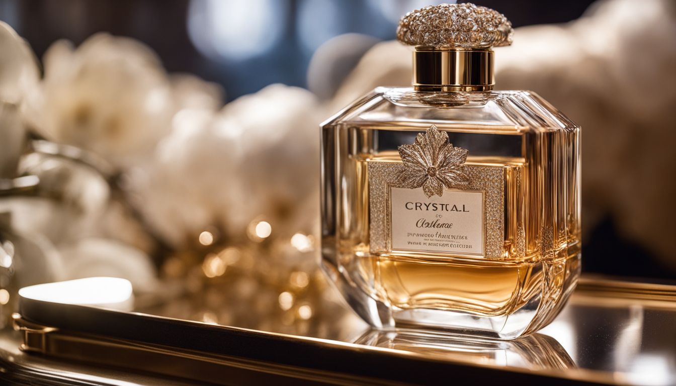 a luxurious perfume bottle in a well-lit luxury