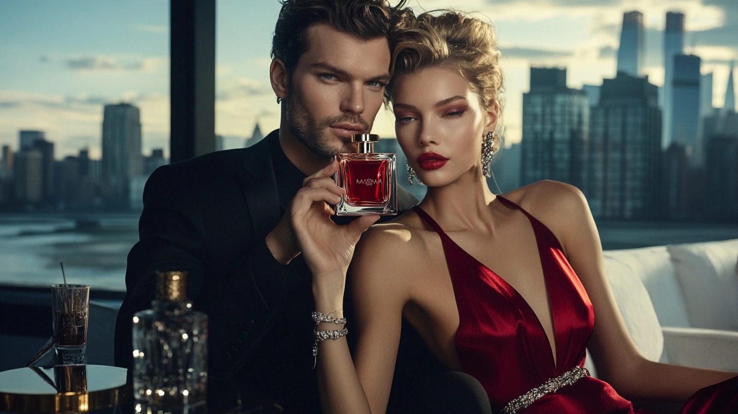 a male and a female fashion models are modeling